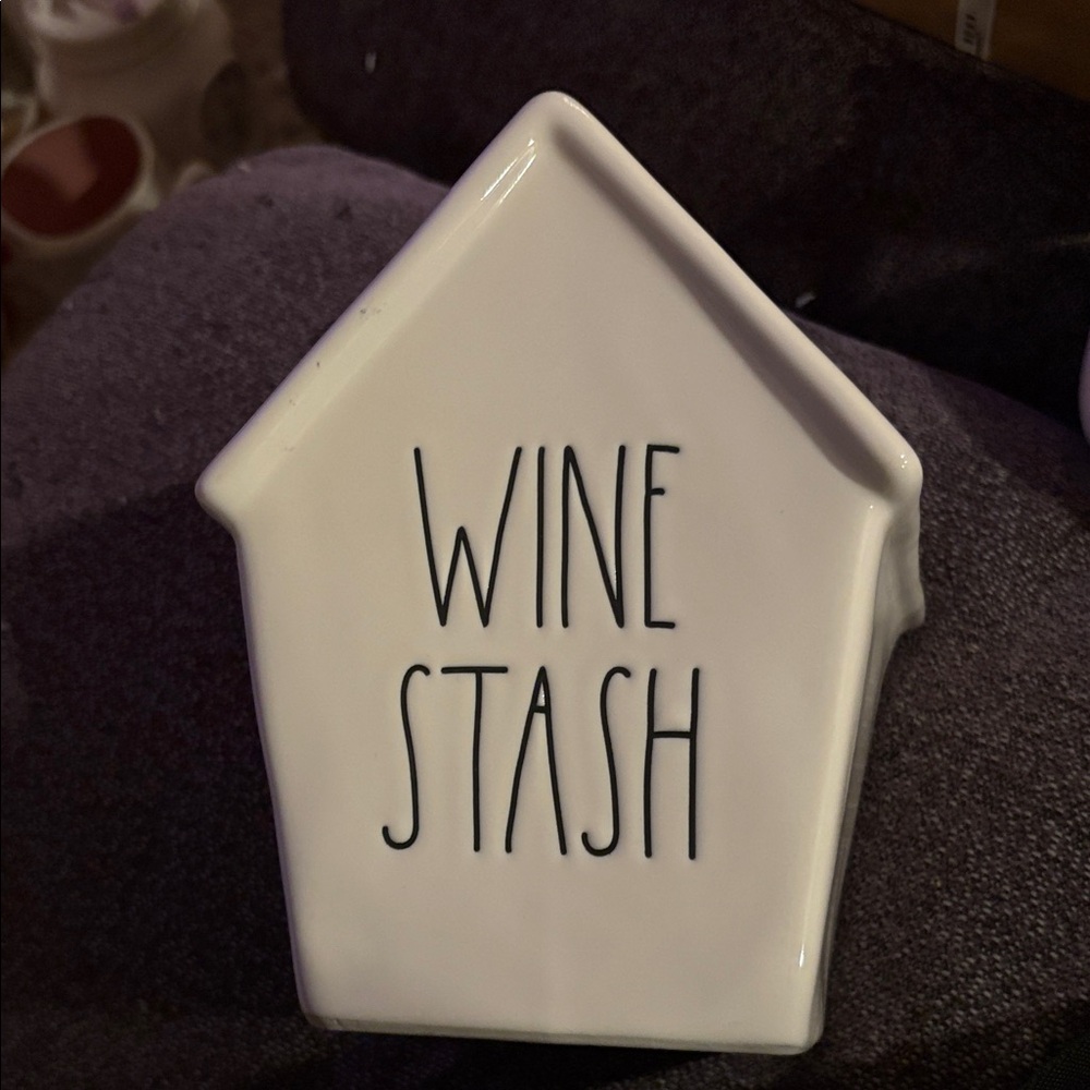 Rae Dunn White Ceramic Wine Stash Bank